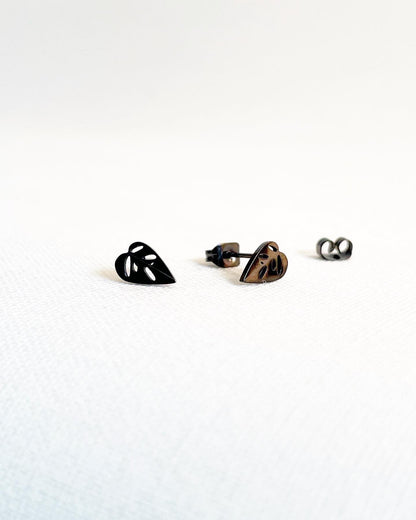 Black Plated Plant Stud Earrings Propagation Station Set - Serene Rage LLC