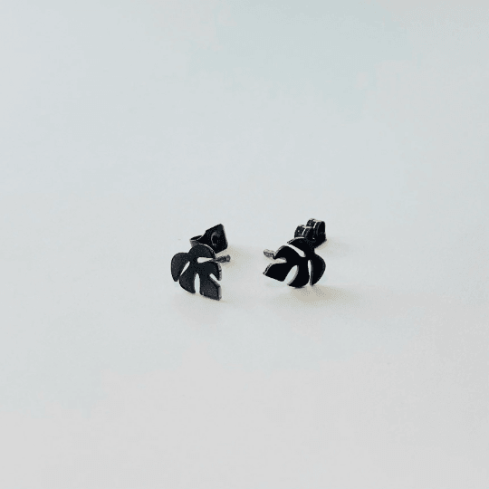 Black Plated Plant Stud Earrings Propagation Station Set - Serene Rage LLC