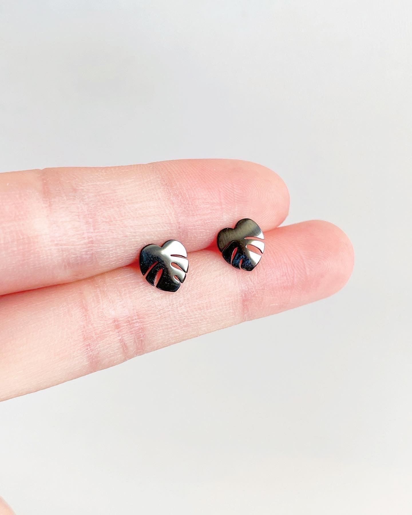 Black Plated Plant Stud Earrings Propagation Station Set - Serene Rage LLC