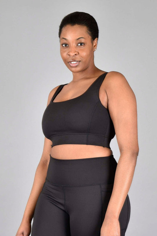 Brigitte Recycled Core Compression Longline Bra in Matte Black - Serene Rage LLC