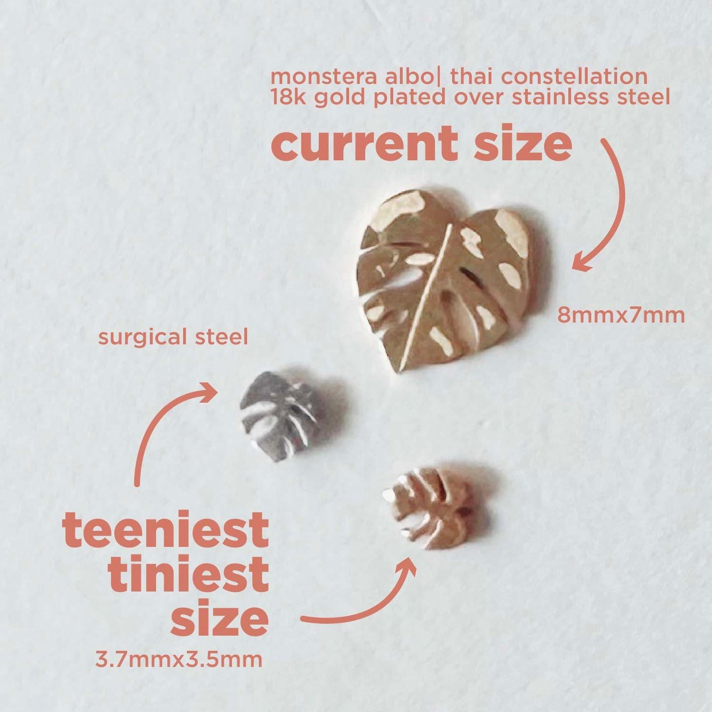 Flat Back- Teeniest Tiniest Monstera Deliciosa Earring Studs - Serene Rage