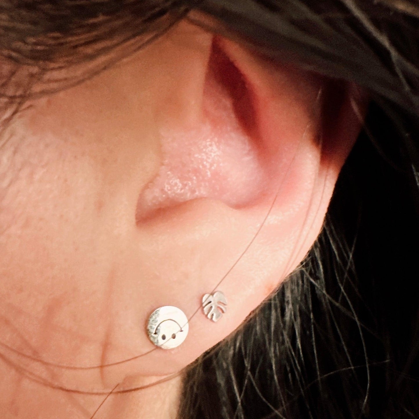 Flat Back- Teeniest Tiniest Monstera Deliciosa Earring Studs - Serene Rage