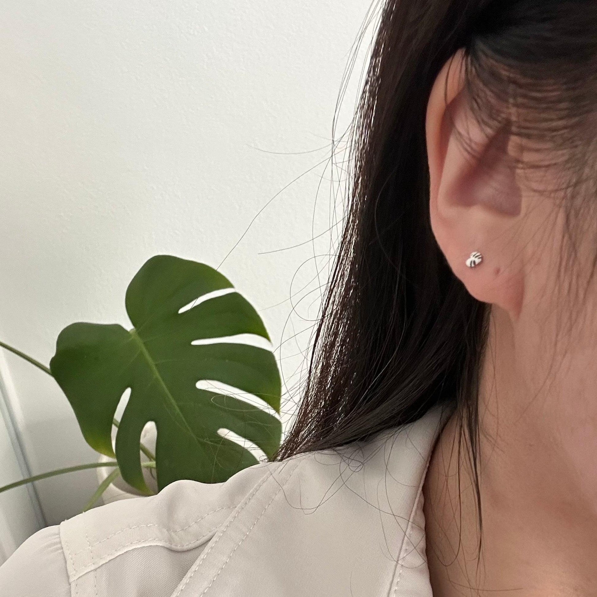 Flat Back- Teeniest Tiniest Monstera Deliciosa Earring Studs - Serene Rage