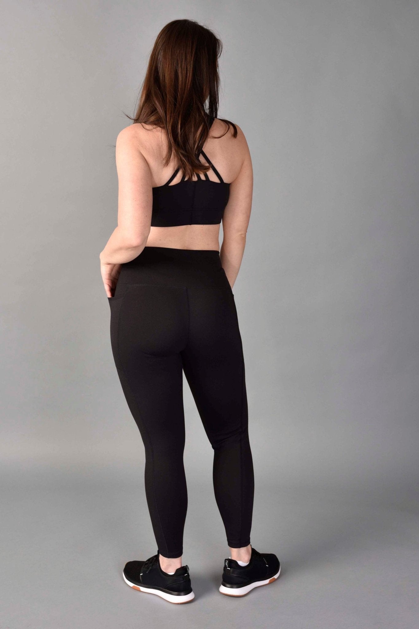 High Rise Side Pocket Recycled Core Compression 7/8 Legging in Matte Black - Serene Rage LLC