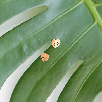 Monstera Deliciosa Metal Stud Earrings - Serene Rage LLC