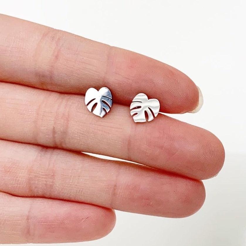 Monstera Deliciosa Metal Stud Earrings - Serene Rage LLC