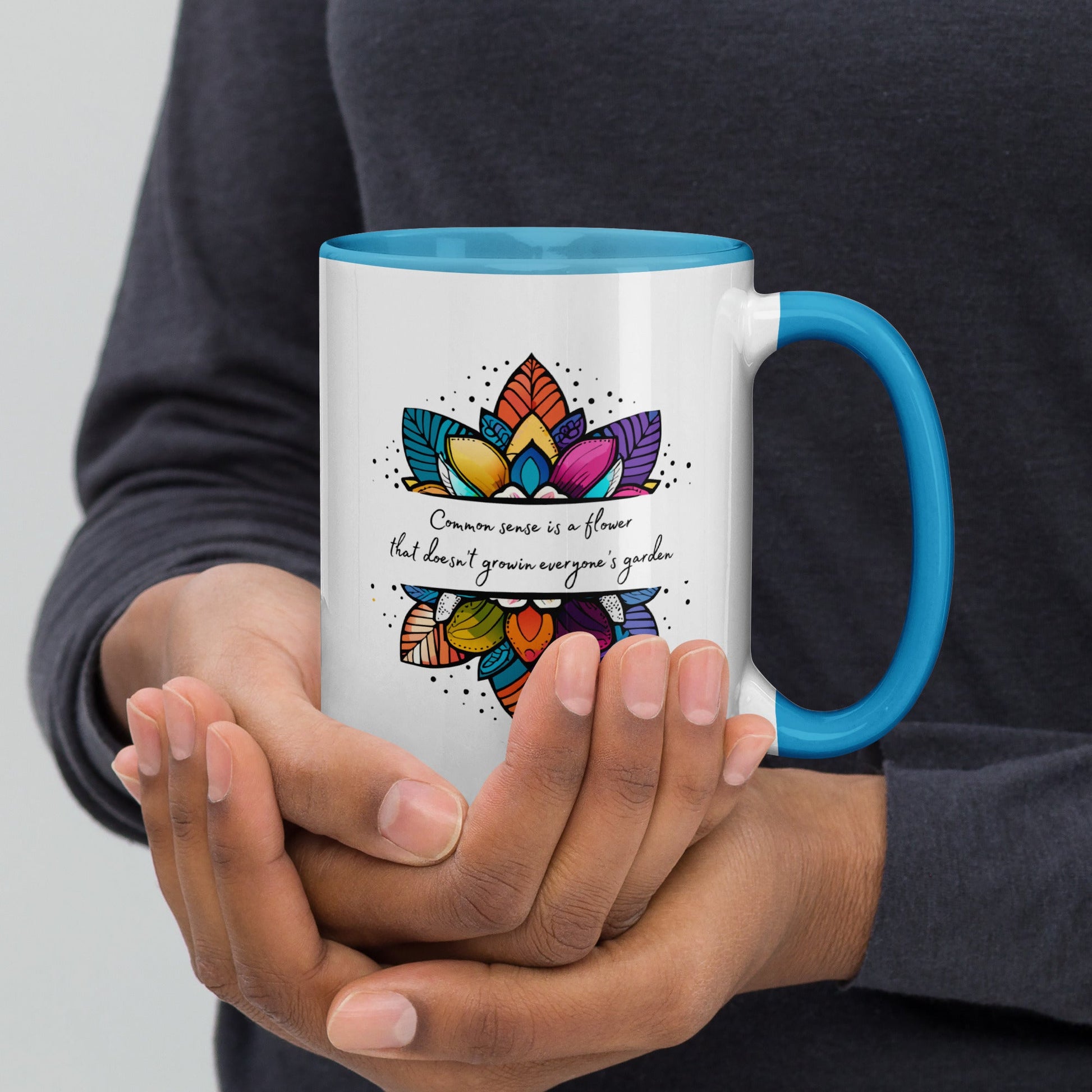 Multi-color coffee mug - Common Sense is a Flower - Serene Rage