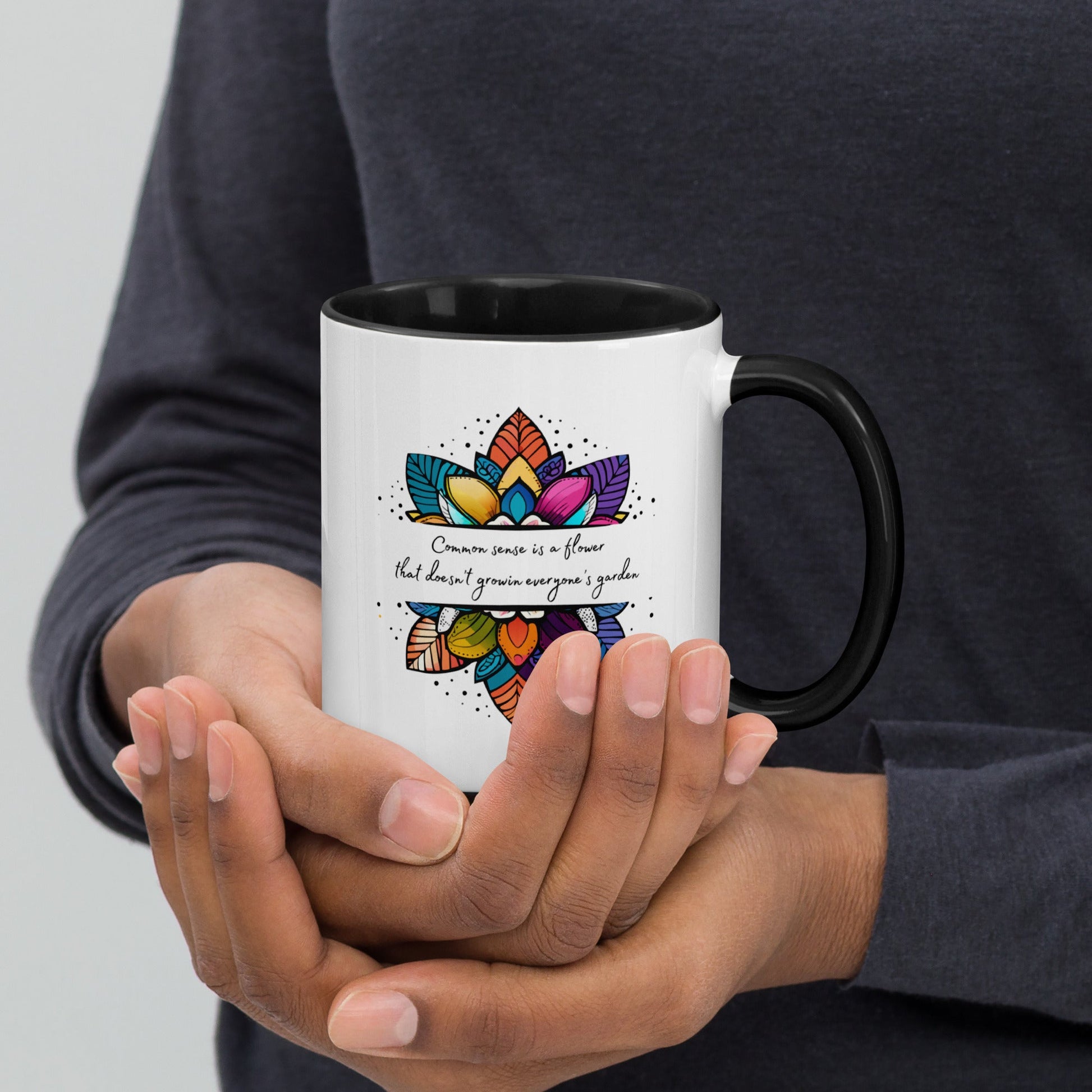 Multi-color coffee mug - Common Sense is a Flower - Serene Rage