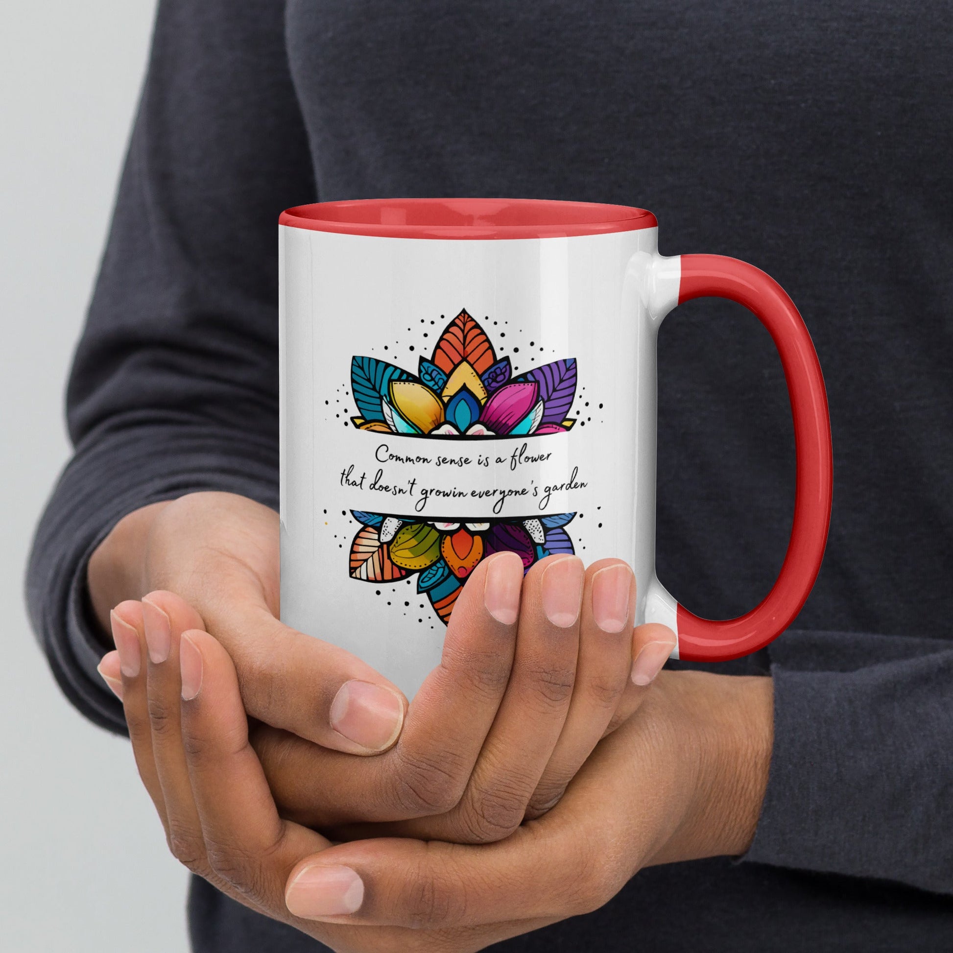 Multi-color coffee mug - Common Sense is a Flower - Serene Rage