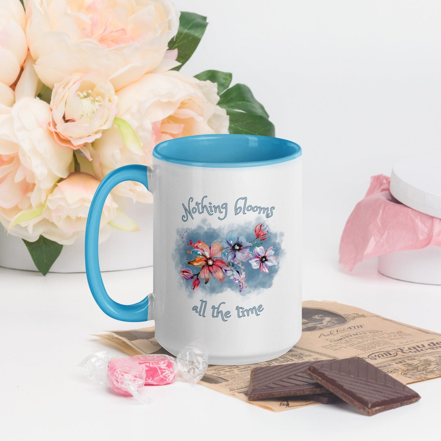 Multi-color coffee mug - Nothing Blooms All the Time - Serene Rage