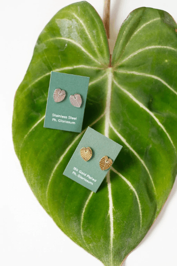 Philodendron Gloriosum Metal Stud Earrings - Serene Rage LLC