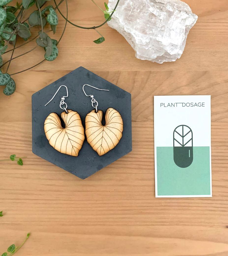 Philodendron Gloriosum Wooden Earrings - Serene Rage LLC