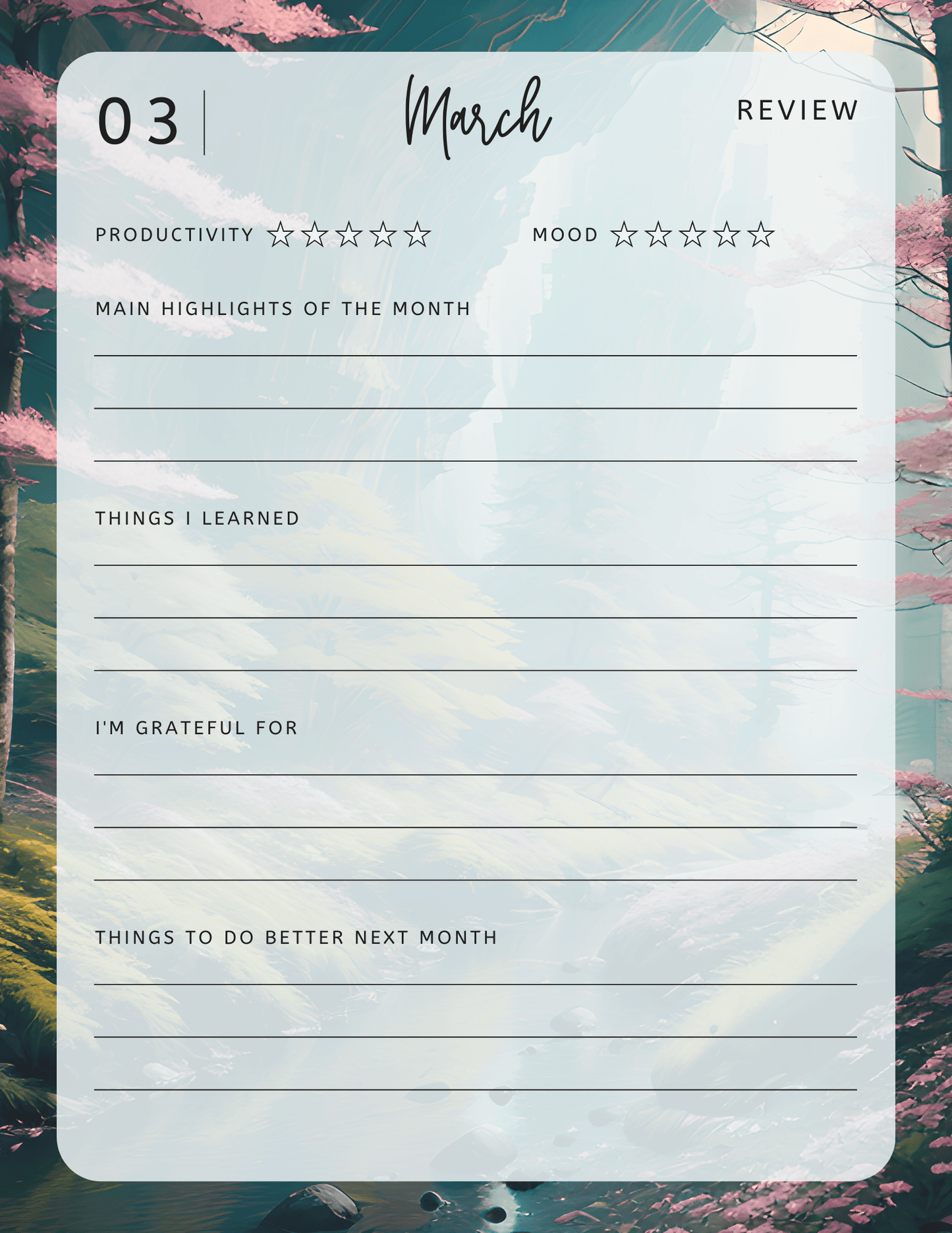 Printable 2024 Monthly Planner - Digital Download - Serene Rage