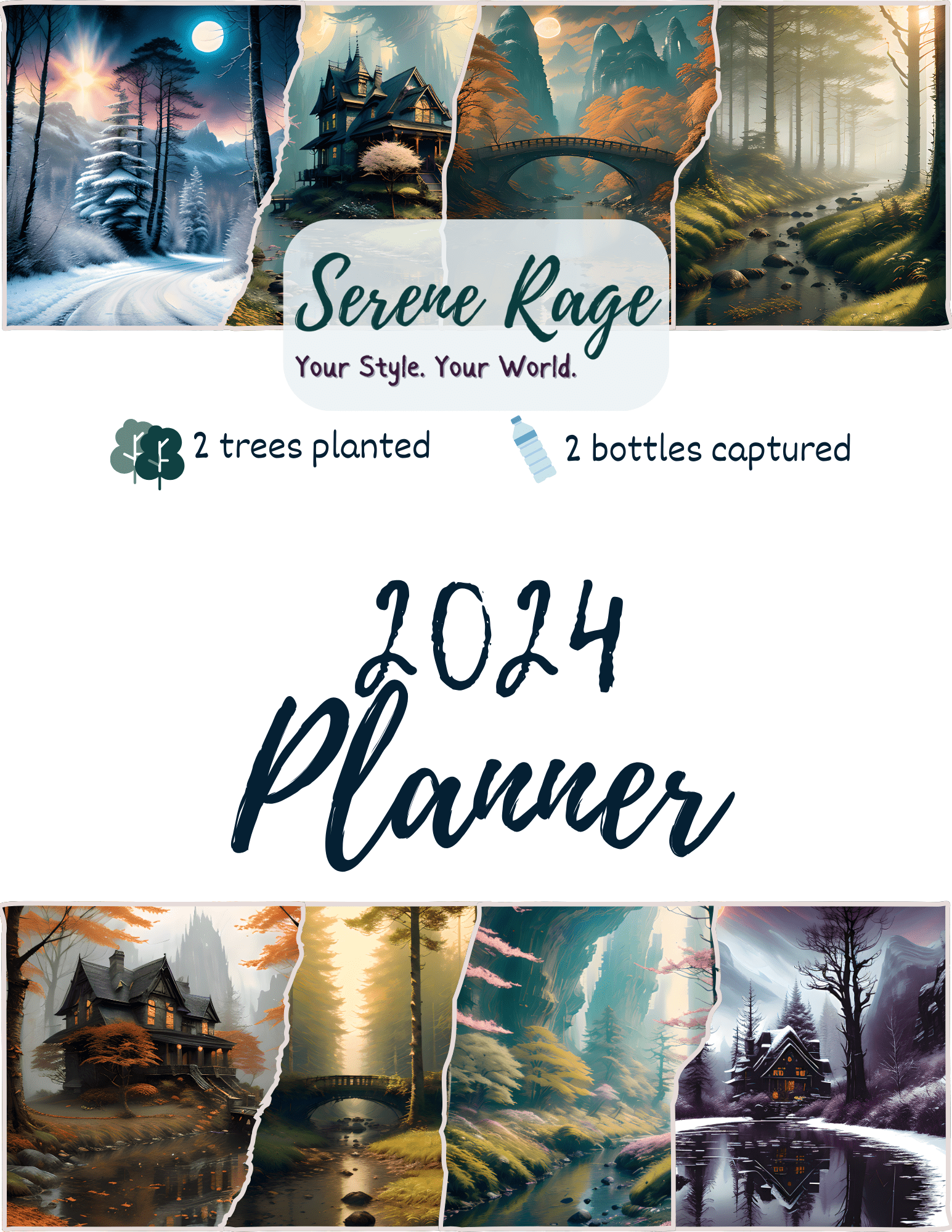 Printable 2024 Monthly Planner - Digital Download - Serene Rage