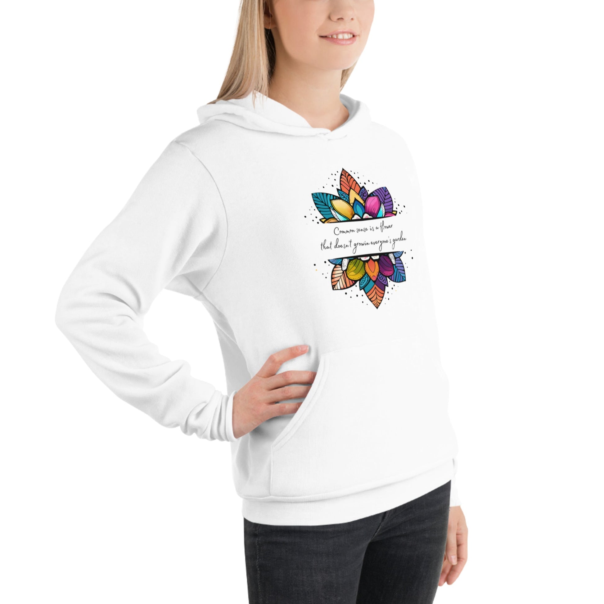 Unisex hoodie - Common Sense is a Flower - Serene Rage